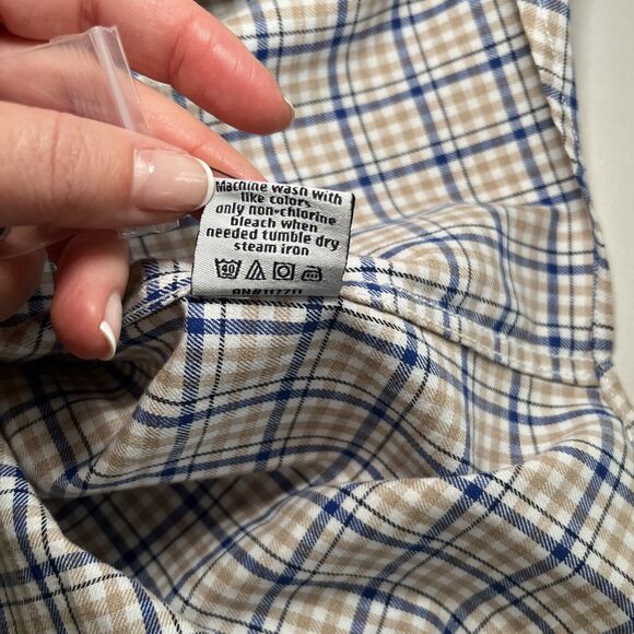 Paisley & Gray Shirt Mens XL Blue Beige Plaid 100% Cotton Slim Fit Button-Up NWT - Picture 9 of 12